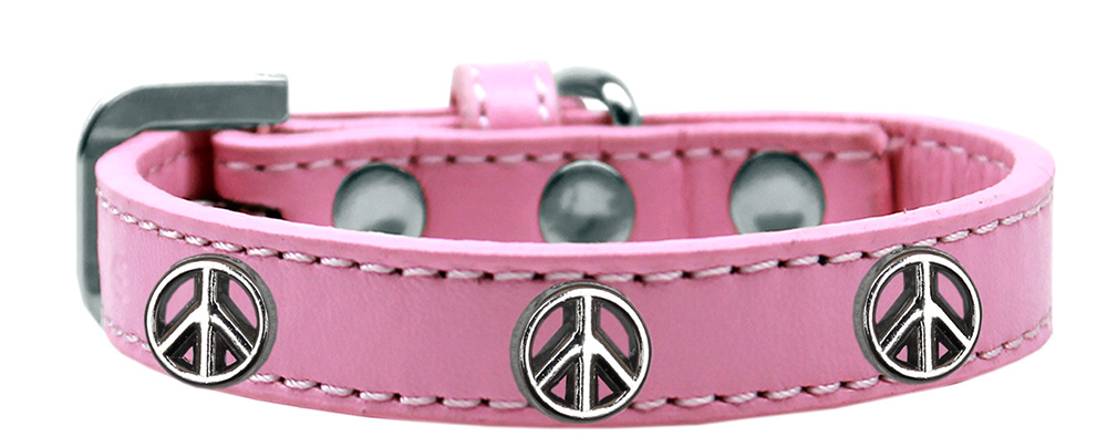 Peace Sign Widget Dog Collar Light Pink Size 20